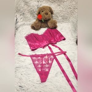 💞 XXL 2pc VS Very Sexy Heart Embroidery Strapless Corset Top & V-String 💞